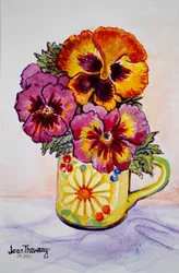 Stiefmütterchen in einer gemusterten Tasse, 2015